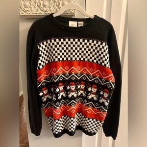 Liz Claiborne Black and Red Vintage Christmas Teddy Bear Crewneck Sweater - M